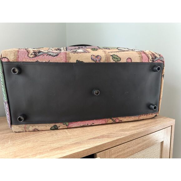 Vintage Disney Winnie the Pooh Tapestry Patchwork Duffle Bag Weekender Luggage - Picture 8 of 14